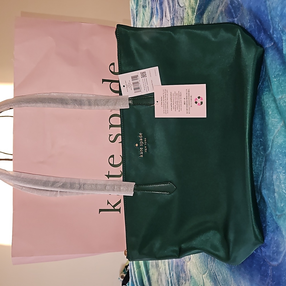 Kate Spade Kitt Nylon Large Tote in deep jade